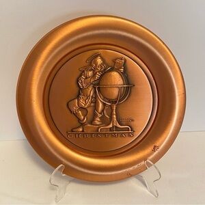 The metal arts company norman rockwell christmas santa copper collector's plate